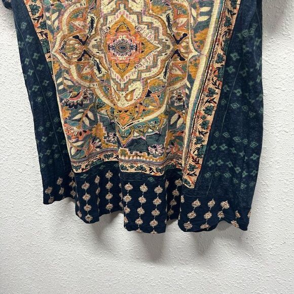 Lucky Brand Mandala Card Blue Persian Print Boho T Shirt Women’s Size 1X - Picture 3 of 14